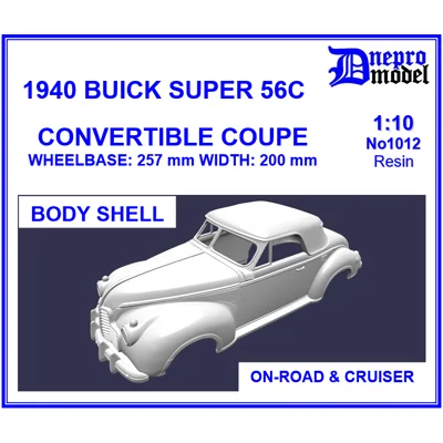 1940 BUICK SUPER 56C CONVERTIBLE COUPE, BODY SHELL 1/10 1940 BUICK SUPER 56C CONVERTIBLE COUPE, BODY SHELL 1/10