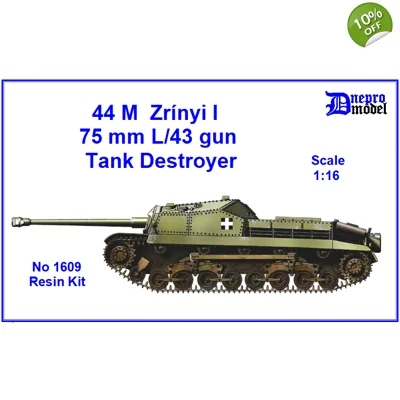 44M Zrínyi I 75mm L/43 gun Tank Destroyer WWII 1/16