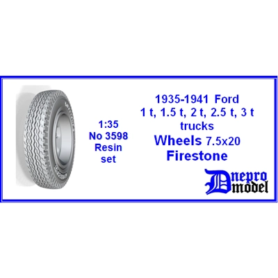 1935-1941 Ford 1.5 ton, 2.0 ton, 2.5 ton, 3.0 ton trucks Wheels 7.5x20 Firestone 1/35