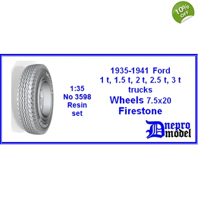 1935-1941 Ford 1.5 ton, 2.0 ton, 2.5 ton, 3.0 ton trucks Wheels 7.5x20 Firestone 1/35