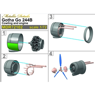 Gotha Go 244B. Cowlings and engines Gotha Go 244B. Cowlings and engines