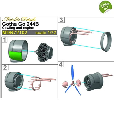 Gotha Go 244B. Cowlings and engines Gotha Go 244B. Cowlings and engines