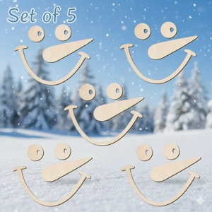 Snowman wood laser cut face pack of 5