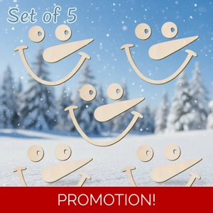 Snowman wood laser cut face pack of 5
