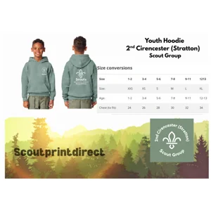 Youth Hoodie ( Name added) 2nd Cirencester (Stratton) Scout Group