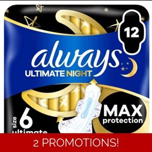 Always Sanitary Towels Ultimate Night (Size 6) Wings 12 Pads
