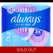Always Sanitary Towels Ultra Long (Size 2) No wings 13 pads per pack. - 1 Pack
