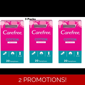 Carefree Breathable Pantyliners 20s Perfume Free, Indivuda..