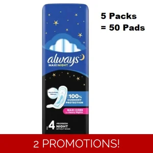 Always Maxi Night 10s - 5 x Packs (50 Pads)