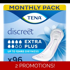 TENA Discreet Extra Plus, 96 Incontinence Pads (16 X 6 Pac..