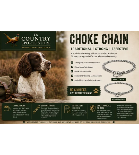 Metal dog training choke chain check collar for working dogs and obedience training