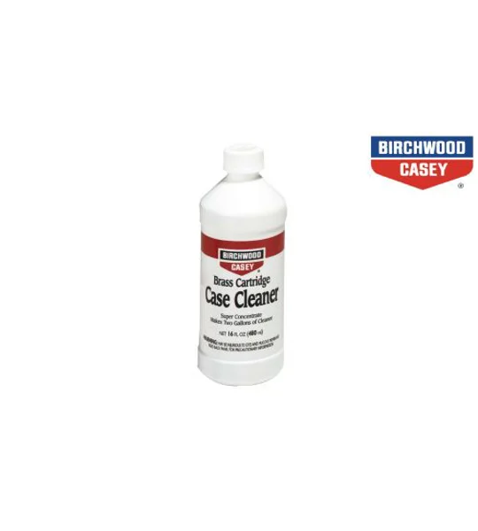 Birchwood Casey Brass Cartridge Case Cleaner displayed in The Country Sports Store Workshop Collection advert. Cleaning solution designed to remove dirt, carbon residue and tarnish from brass cartridge cases, preparing them for reloading while restoring a bright, polished finish.
