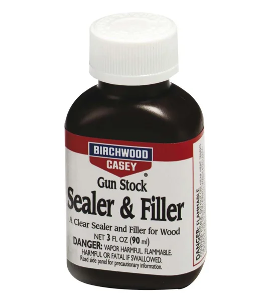 Birchwood Casey Gun Stock Sealer & Filler displayed in The Country Sports Store Workshop Collection advert. Professional wood sealer designed to fill pores, seal the grain and prepare rifle and shotgun stocks for refinishing and restoration.