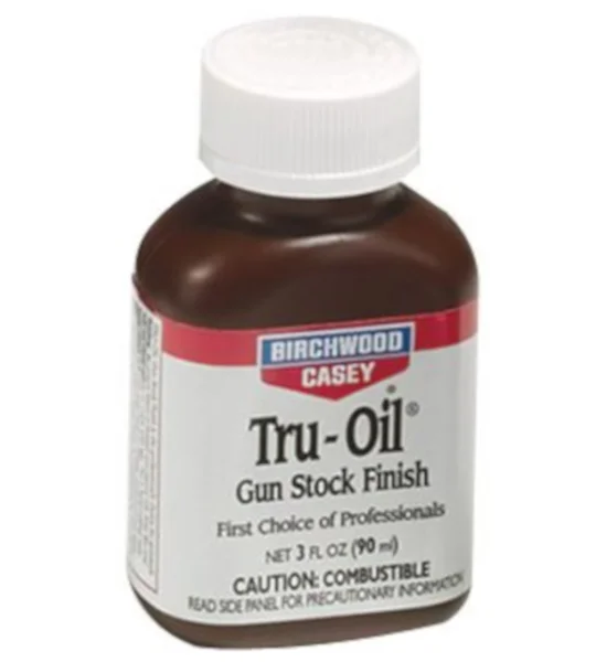 Birchwood Casey Tru-Oil Gun Stock Finish Workshop Collection advert for restoring and finishing wooden gun stocks.