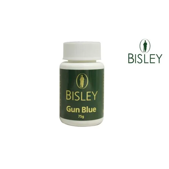 Bisley Gun Blue Workshop Collection advert featuring cold bluing gel for restoring worn gun barrels and steel firearm components.