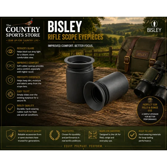 Bisley rubber rifle scope eyepiece set for improved comfort and reduced glare