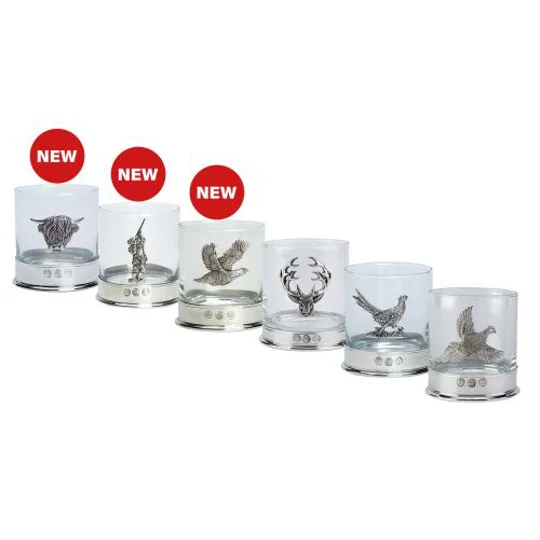Pewter Motif Whisky Glasses