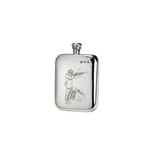 Pewter Shooter and Dog Hip Flask