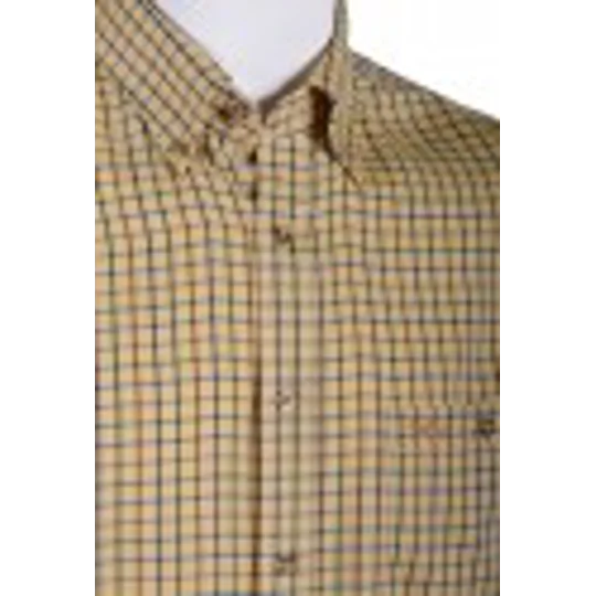 Bonart Brora men's button down collar checked country shirt in brown and gold tones
