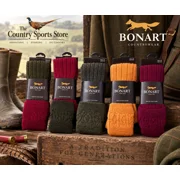 Bonart Padstow wool shooting socks in assorted country colour combinations
