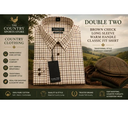 Double Two Brown Check Classic Fit Warm Handle Shirt