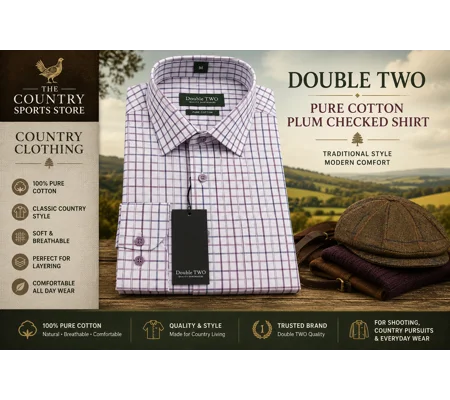 Double Two Pure Cotton Plum Checked Shirt