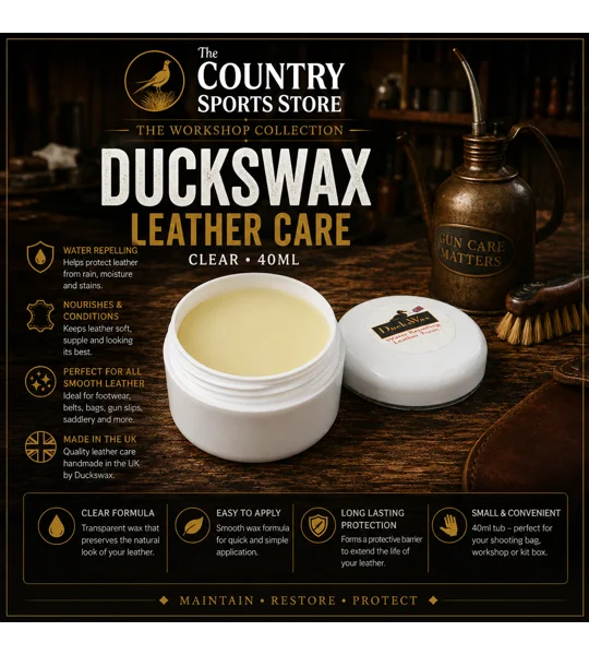 DucksWax Leather Care Clear 40ml water-repelling leather conditioner in compact tub