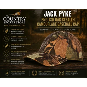 Jack Pyke English Oak Stealth Camouflage Baseball Cap for shooting, stalking and country sports