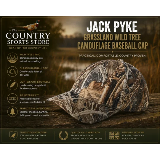 Jack Pyke Grassland Wild Tree Camouflage Baseball Cap for shooting, stalking and country sports
