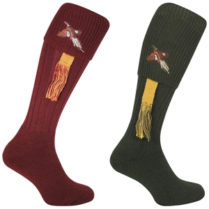 Jack Pyke Shooting Socks Pheasant Logo c/w Garters