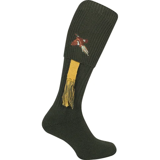 Jack Pyke Shooting Socks Pheasant Logo c/w Garters