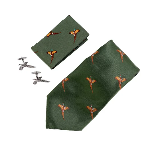 Jack Pyke Pheasant Tie, Hanky and Cufflinks Gift Set