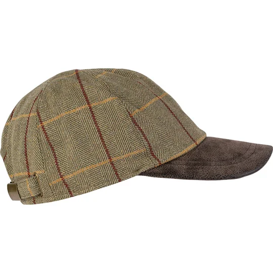 Jack Pyke Tweed Baseball Cap with leather-effect peak for shooting, country wear and outdoor pursuits