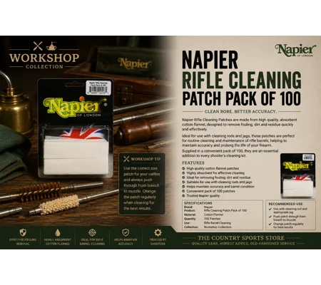 Napier Rifle Cleaning Patch Pack of 100