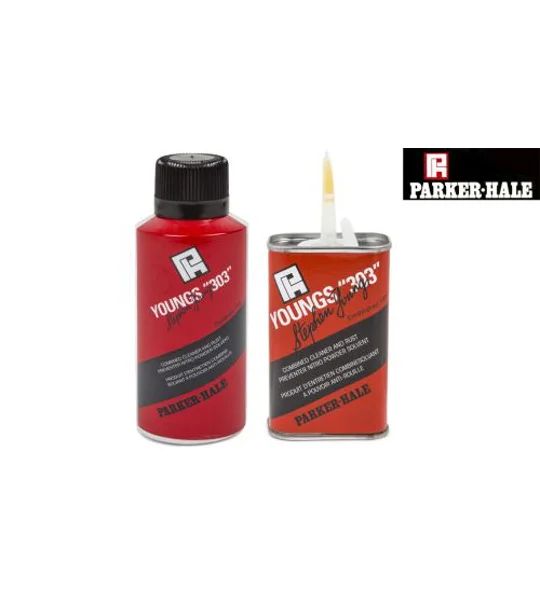 Parker-Hale Young's 303 Cleaner & Rust Preventer Workshop Collection advert for cleaning and protecting firearm barrels and metal parts.