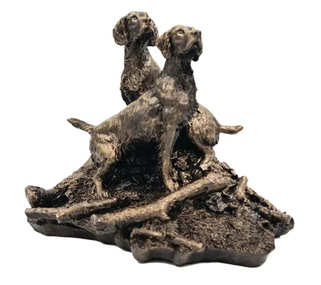 Patina Bronze Sculpture Pair of Springer Spaniels