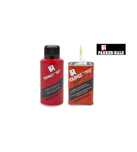 Parker-Hale 009 Solvent Cleaner in 100ml and 250ml bottles for cleaning rifle and shotgun bores.