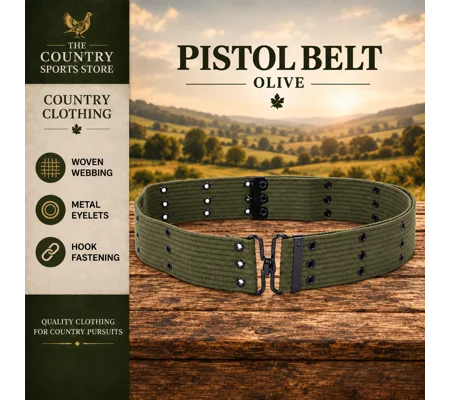 Military Style Webbing Pistol Belt – Camouflage, Olive or Black