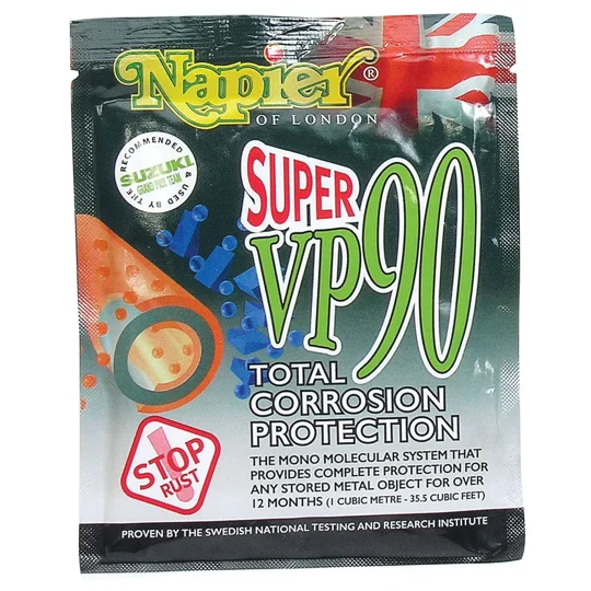 Napier Super VP90 corrosion inhibitor sachets for protecting shotguns, rifles and airguns from rust during storage in gun cabinets and safes.