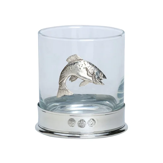 Pewter Motif Whisky Glasses