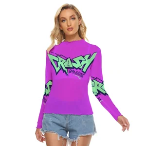 Bad Society n Bag Abby Ladies Long Sleeve Mesh Blouse Designer Sheer Top In Various Styles & Colors