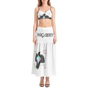 International Peace Bad Society Bralette Top and High Slit Thigh Skirt Set by Bag Abby