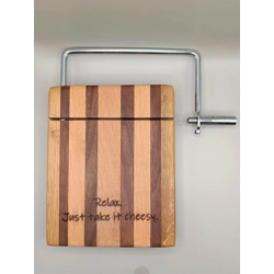 Handmade Oak, Maple & Walnut Cheese Wire Board with Metal Handle | 15cm x 12cm..