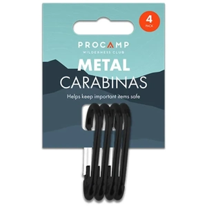 Procamp Black Metal Carabiner Clips 4 Pack