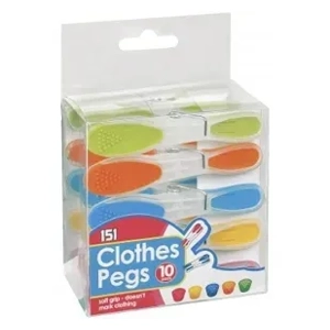 151 Assorted Colour Soft Grip Clothes Peg 10 Pack