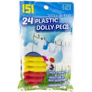 151 Assorted Colour Plastic Dolly Pegs 24 Pack