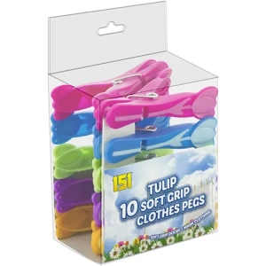 151 Soft Grip Flower Clothes Pegs 10 Pack Assorted