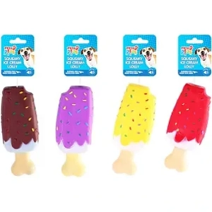 Pets Play Squeaky Ice Cream Lolly Dog Toy, Various Colours
