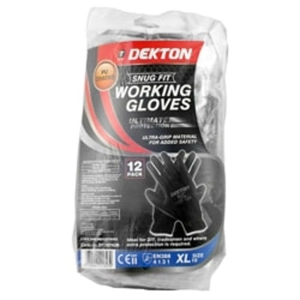 Dekton 12pc Snug Fit Black Working Gloves