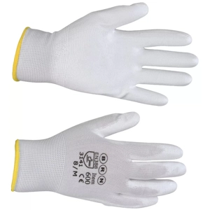 White PU Palm Work GLOVES, Various Sizes